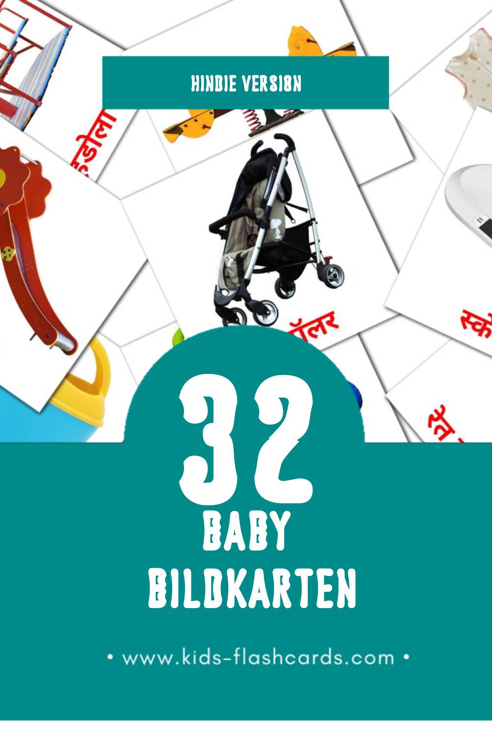 Visual बच्चा  Flashcards für Kleinkinder (32 Karten in Hindi)