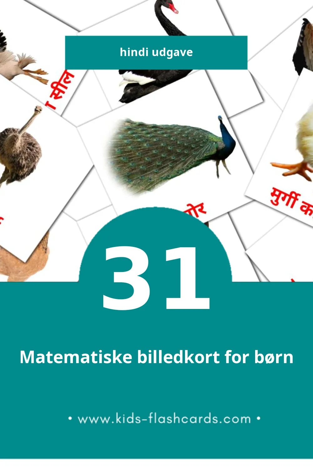 Visuelle billedkort for børn om पक्षी til småbørn (31 kort på Hindi)