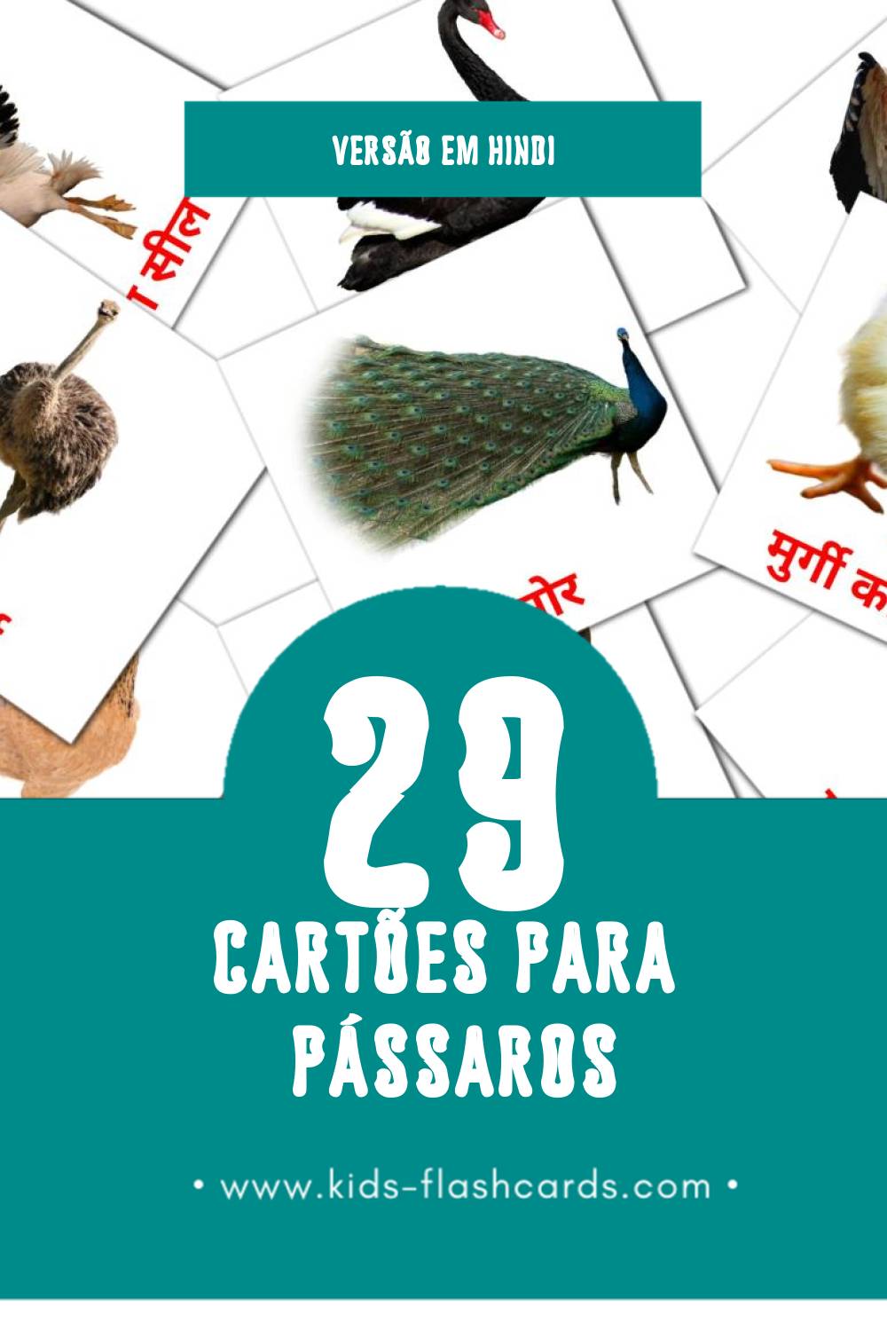 Flashcards de पक्षी Visuais para Toddlers (29 cartões em Hindi)