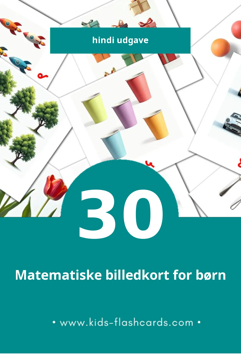 Visuelle billedkort for børn om हिन्दी til småbørn (30 kort på Hindi)