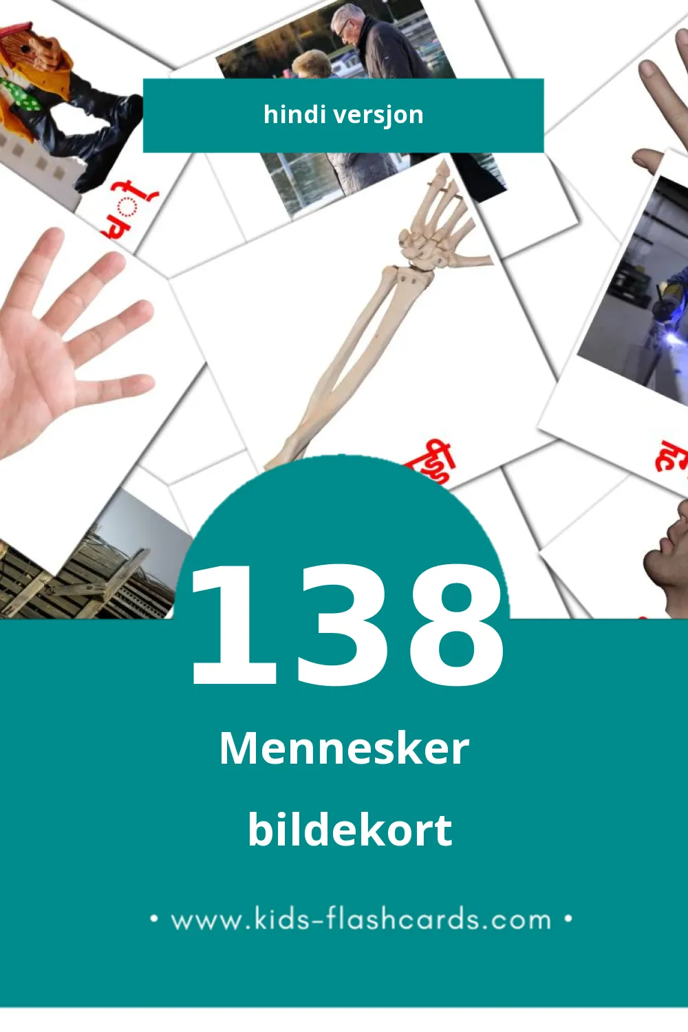 Visuelle लोग bildekort for småbarn (138 kort på Hindi)