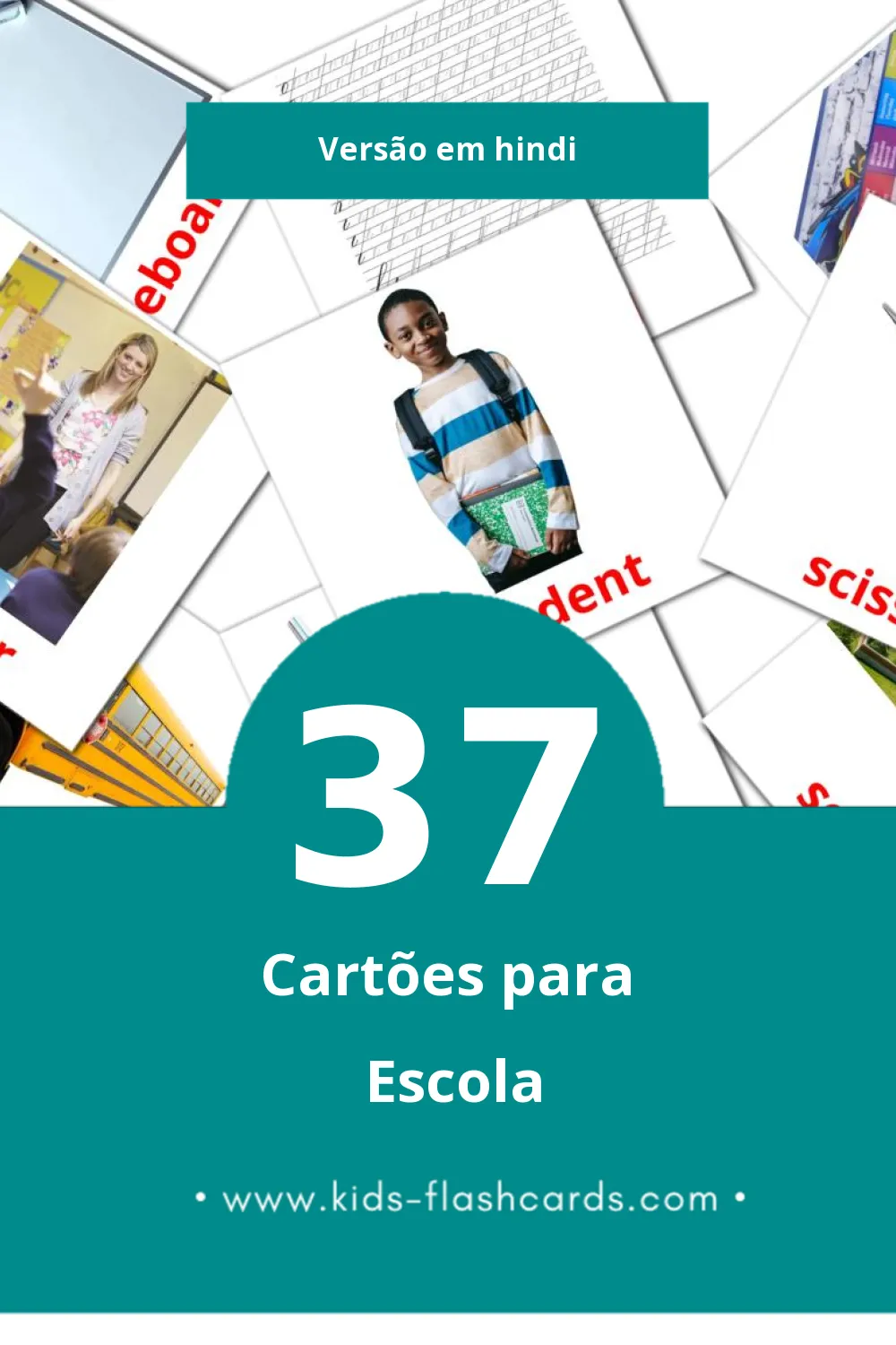 Flashcards de School Visuais para Toddlers (37 cartões em Hindi)