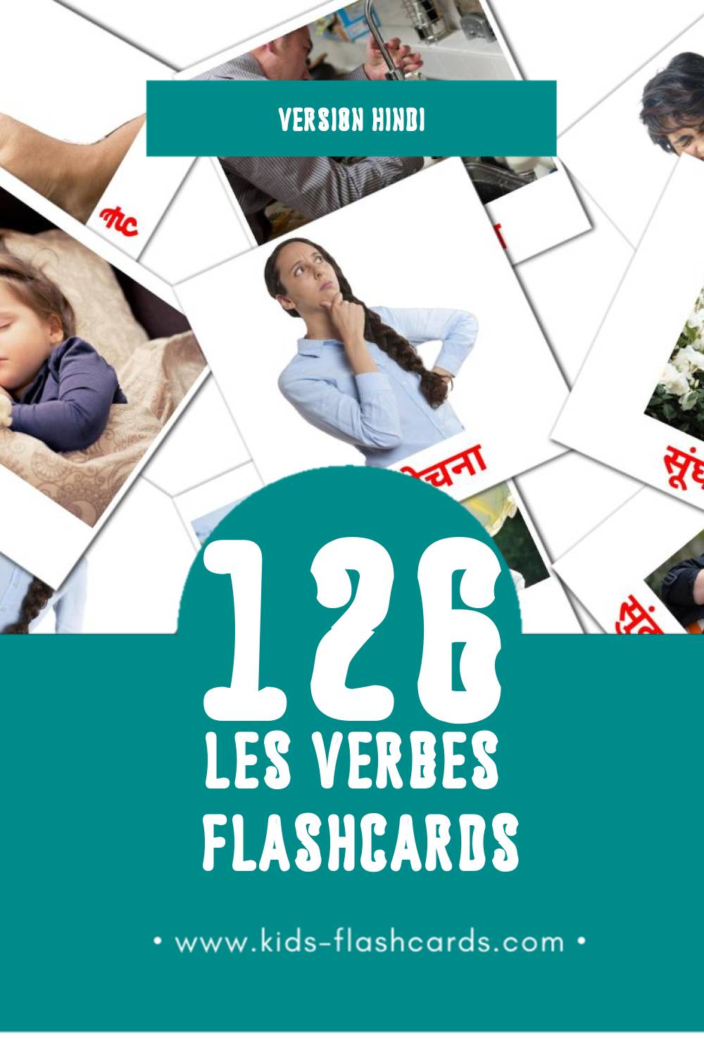 Flashcards Visual क्रियाएं pour les tout-petits (126 cartes en Hindi)