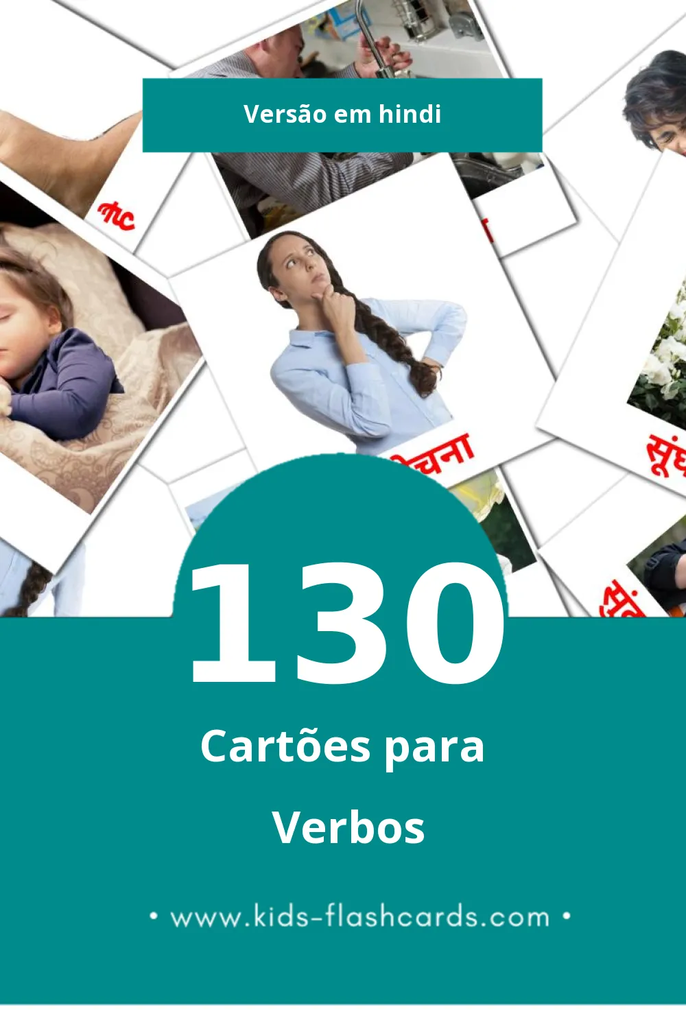 Flashcards de क्रियाएं Visuais para Toddlers (130 cartões em Hindi)