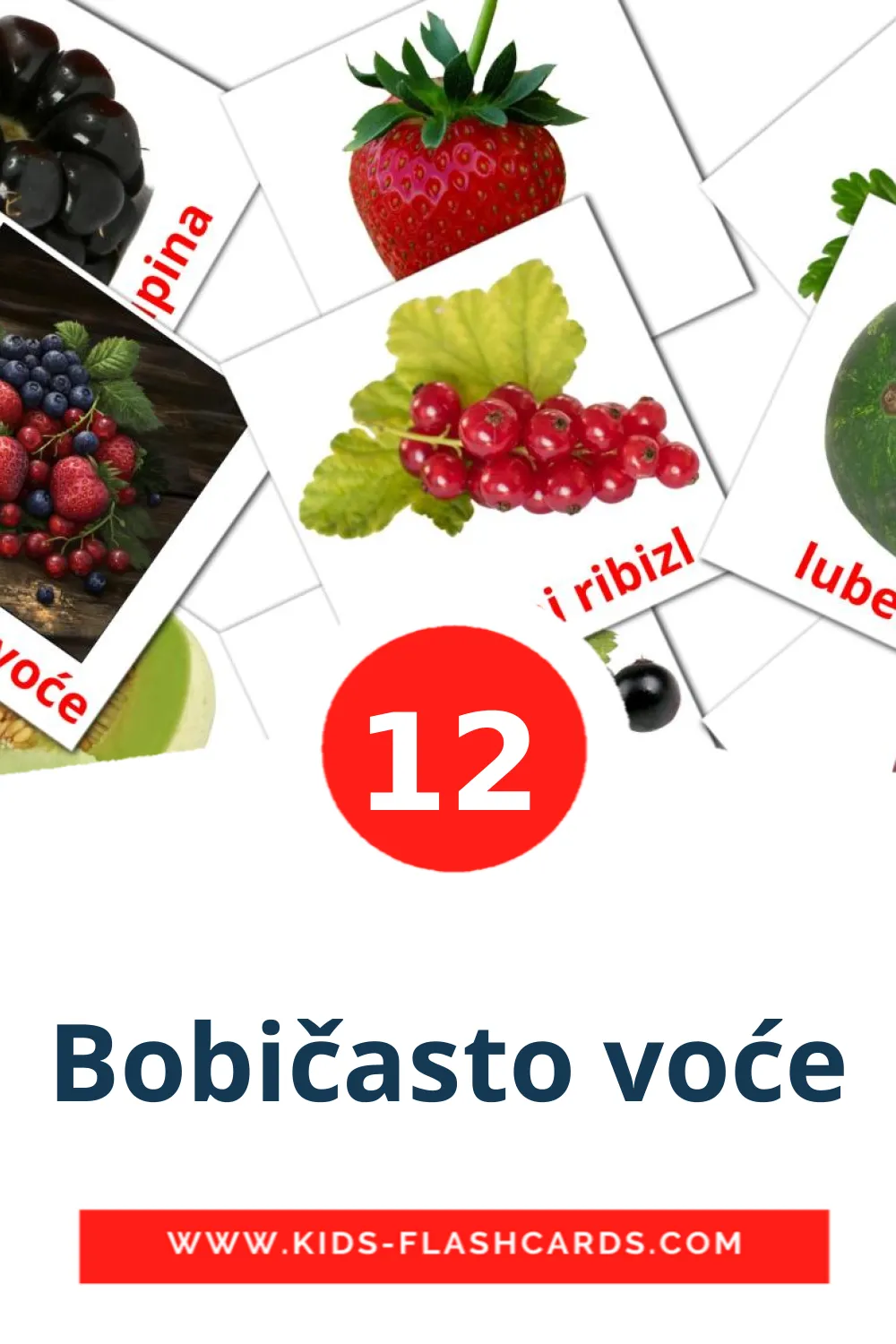 12 Cartões com Imagens de Bobičasto voće para Jardim de Infância em croata