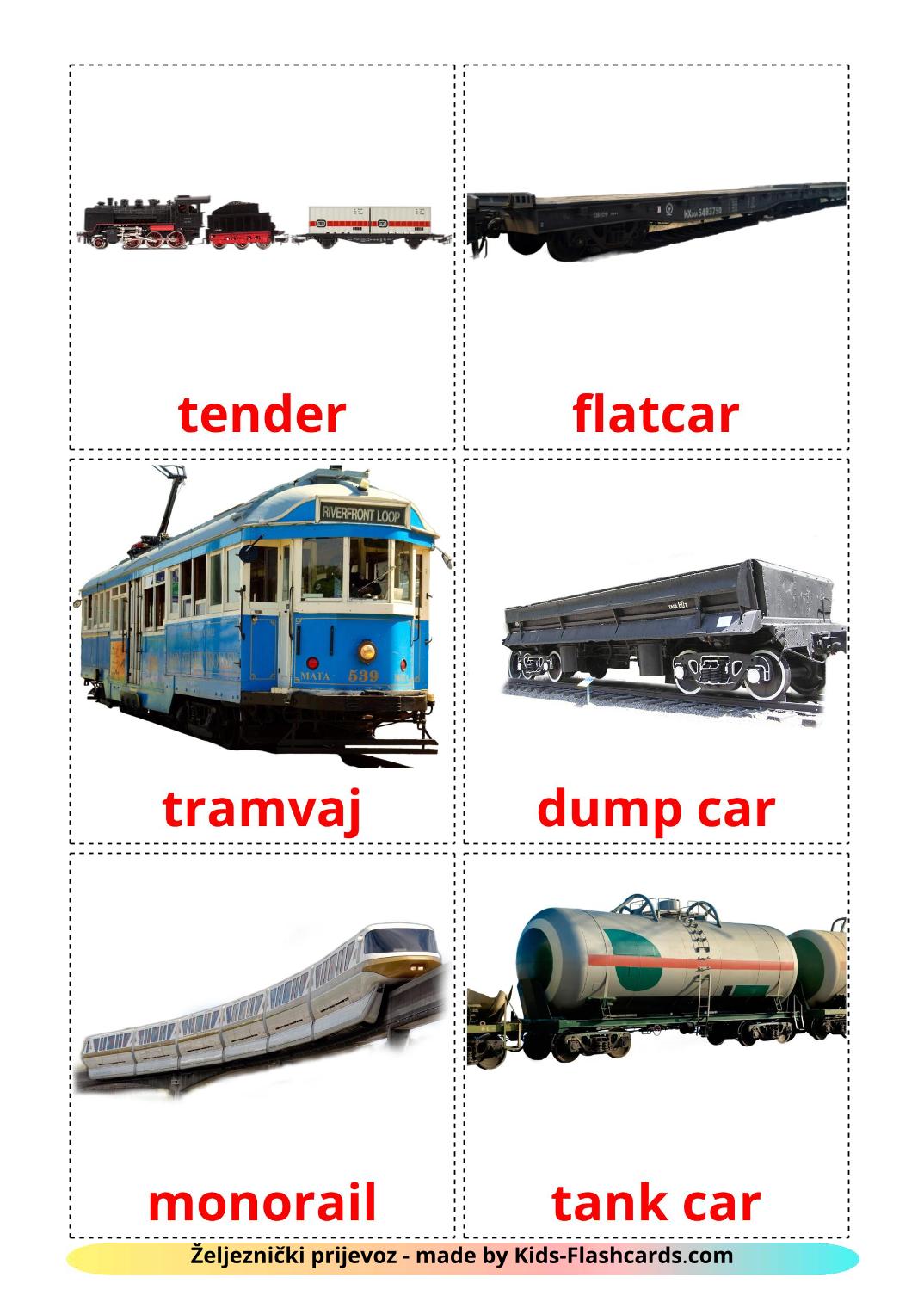 Trasporto ferroviario - 18 flashcards croato stampabili gratuitamente