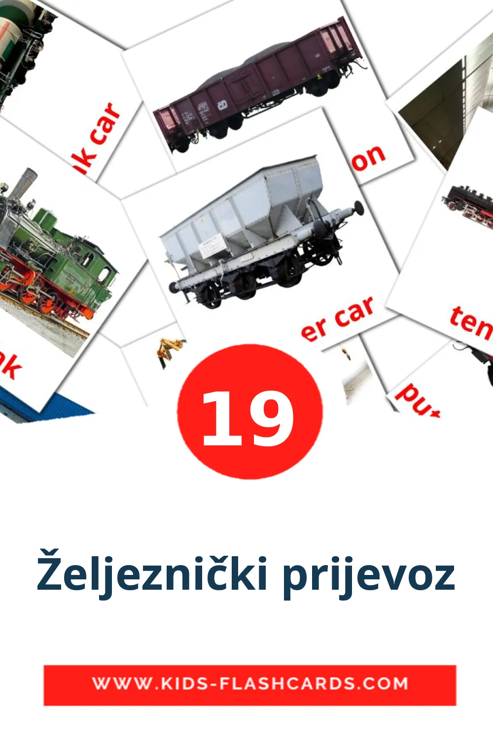 19 cartes illustrées de Željeznički prijevoz pour la maternelle en croate