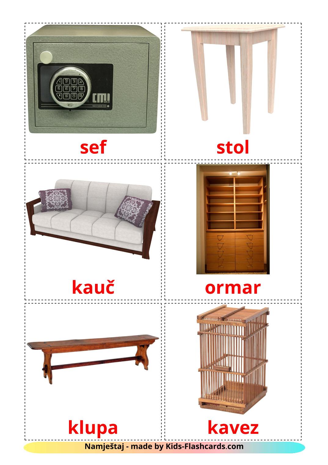 Furniture - 31 Free Printable croatian Flashcards 