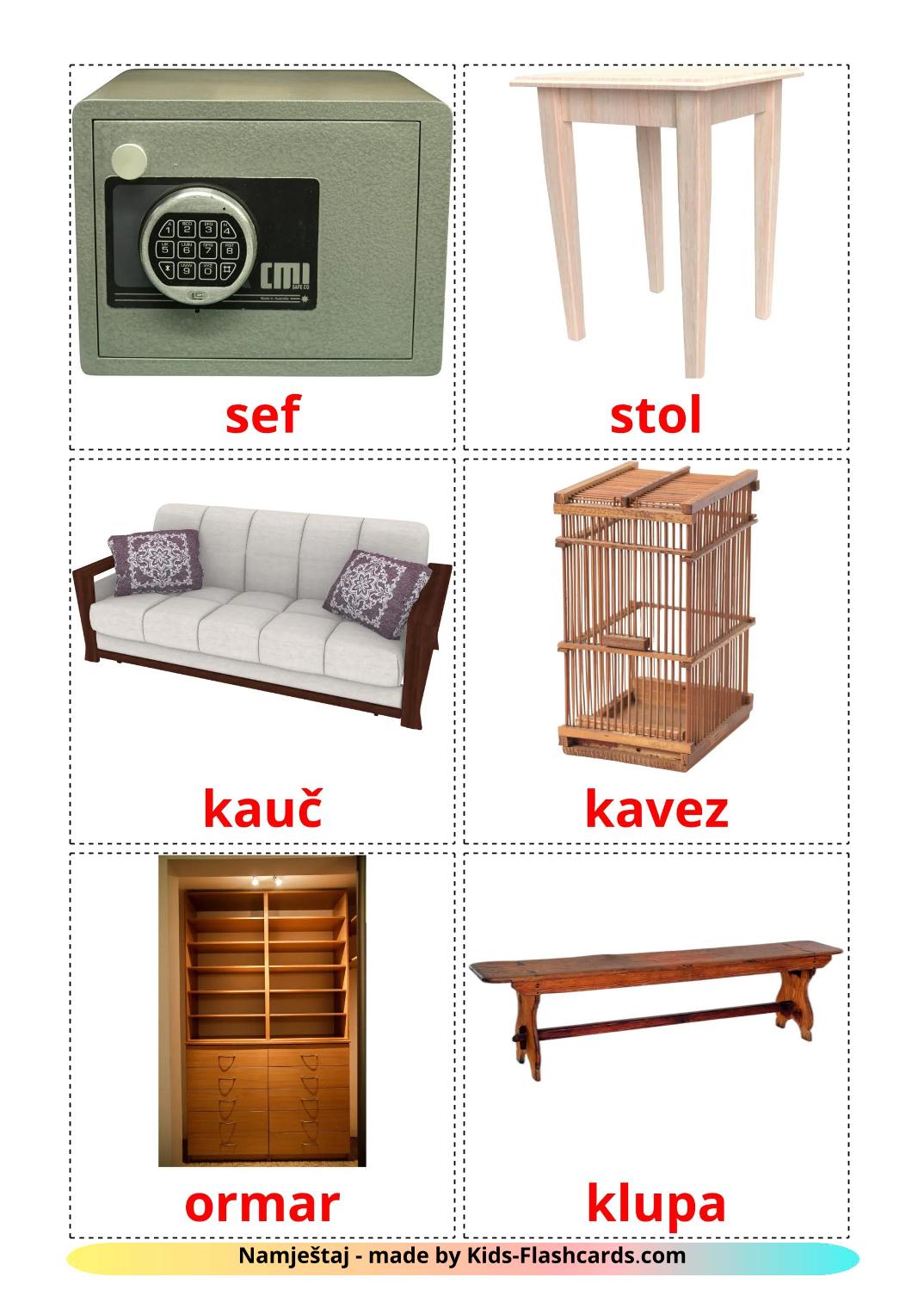 Furniture - 26 Free Printable croatian Flashcards 