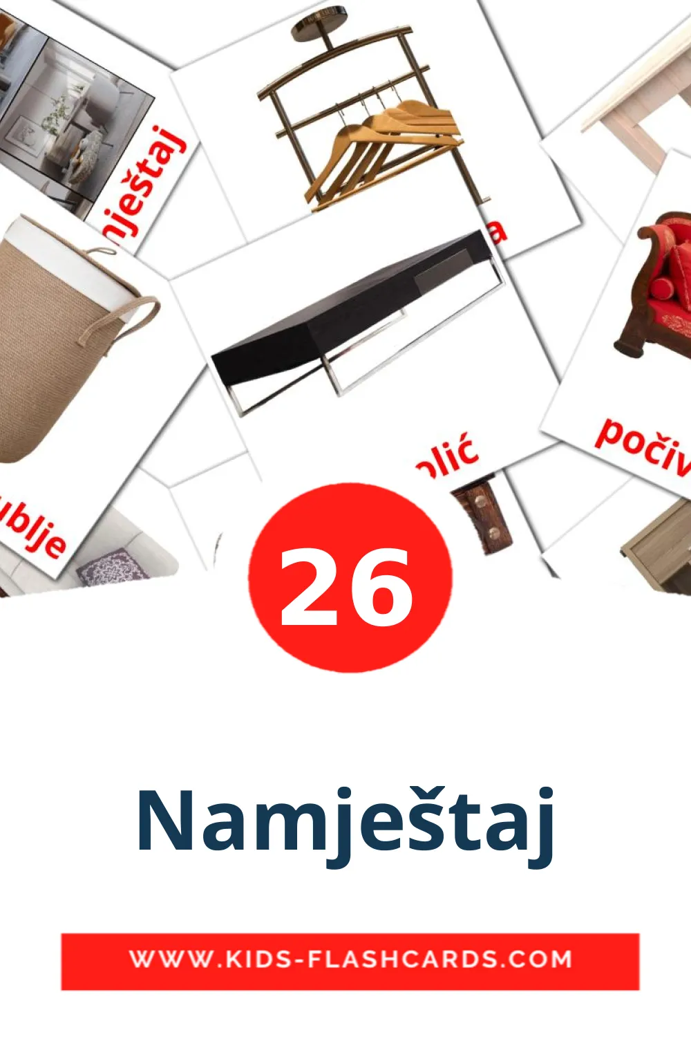 26 Namještaj Picture Cards for Kindergarden in croatian