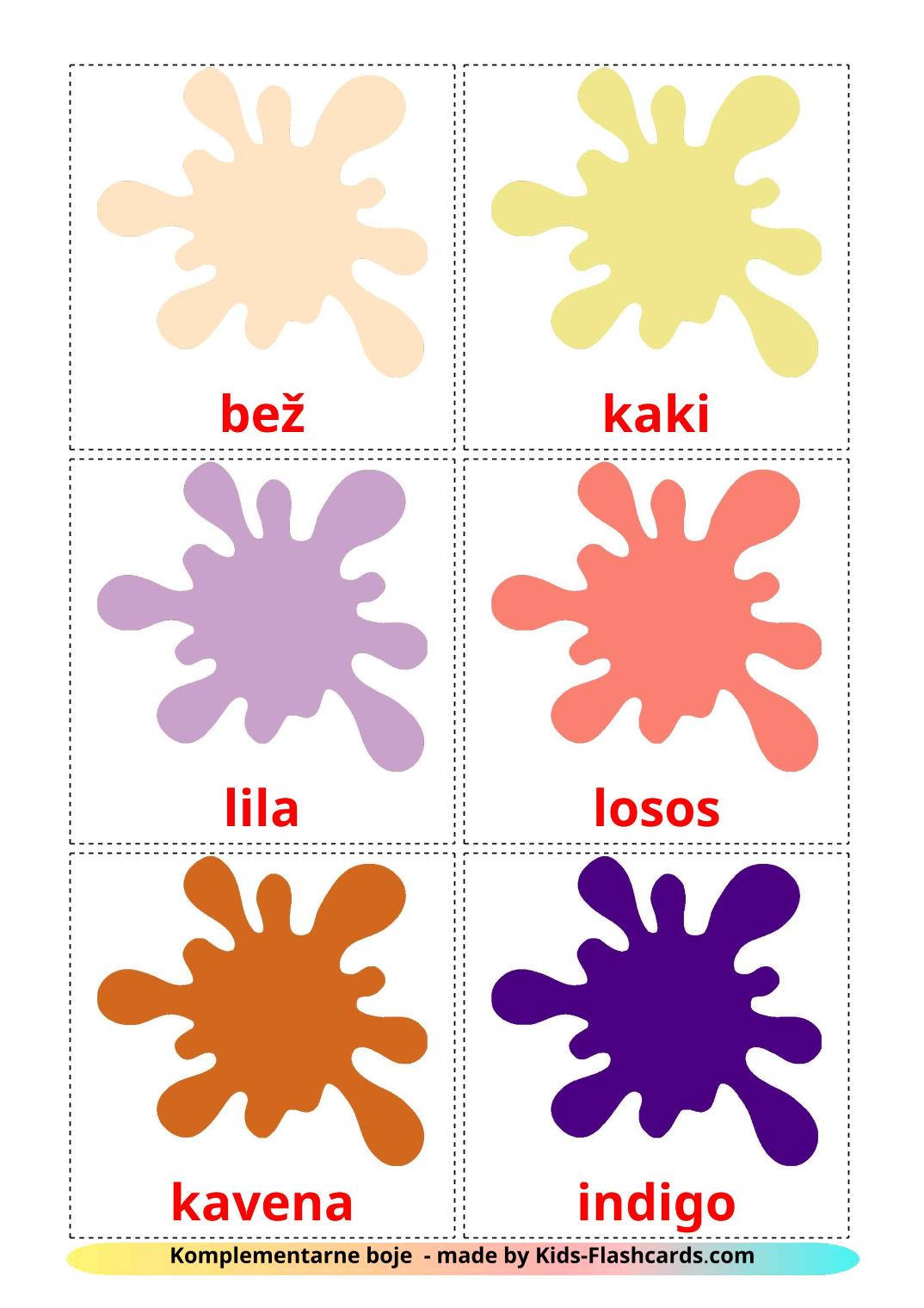 Secondary colors - 20 Free Printable croatian Flashcards 