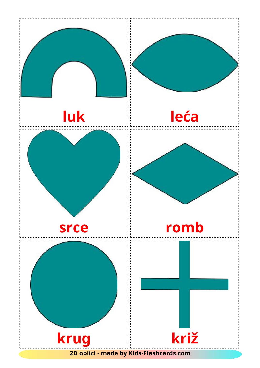 2D Shapes - 35 Free Printable croatian Flashcards 