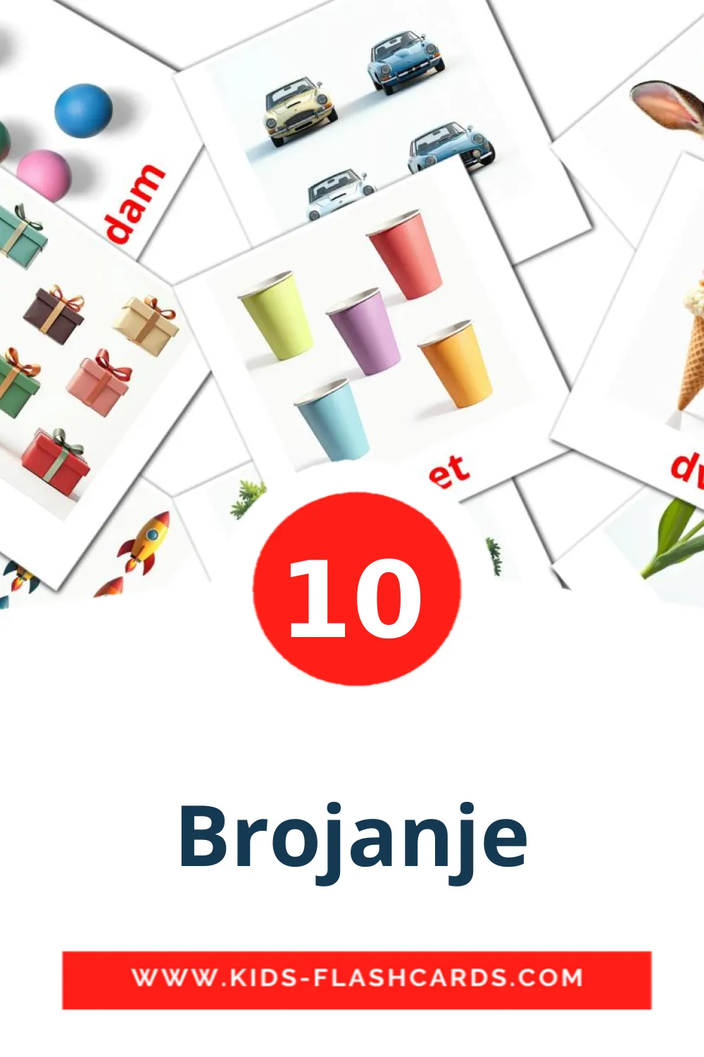 10 Brojanje Picture Cards for Kindergarden in croatian