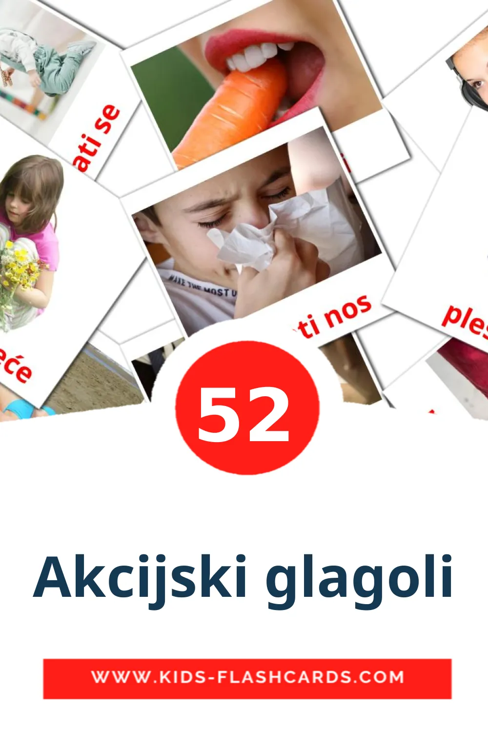 52 Akcijski glagoli Bildkarten für den Kindergarten auf хорватском