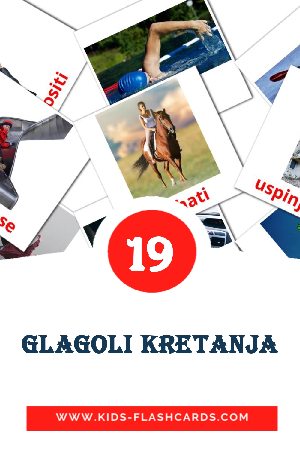 22 cartes illustrées de Glagoli kretanja pour la maternelle en croate