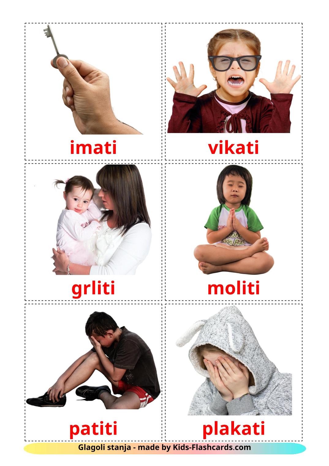State verbs - 23 Free Printable croatian Flashcards 