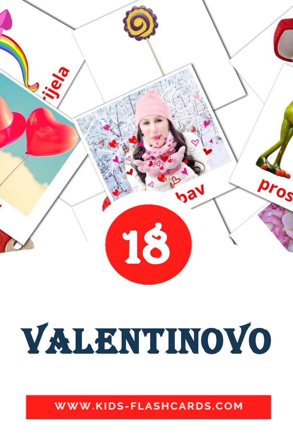 18 cartes illustrées de Valentinovo pour la maternelle en croate