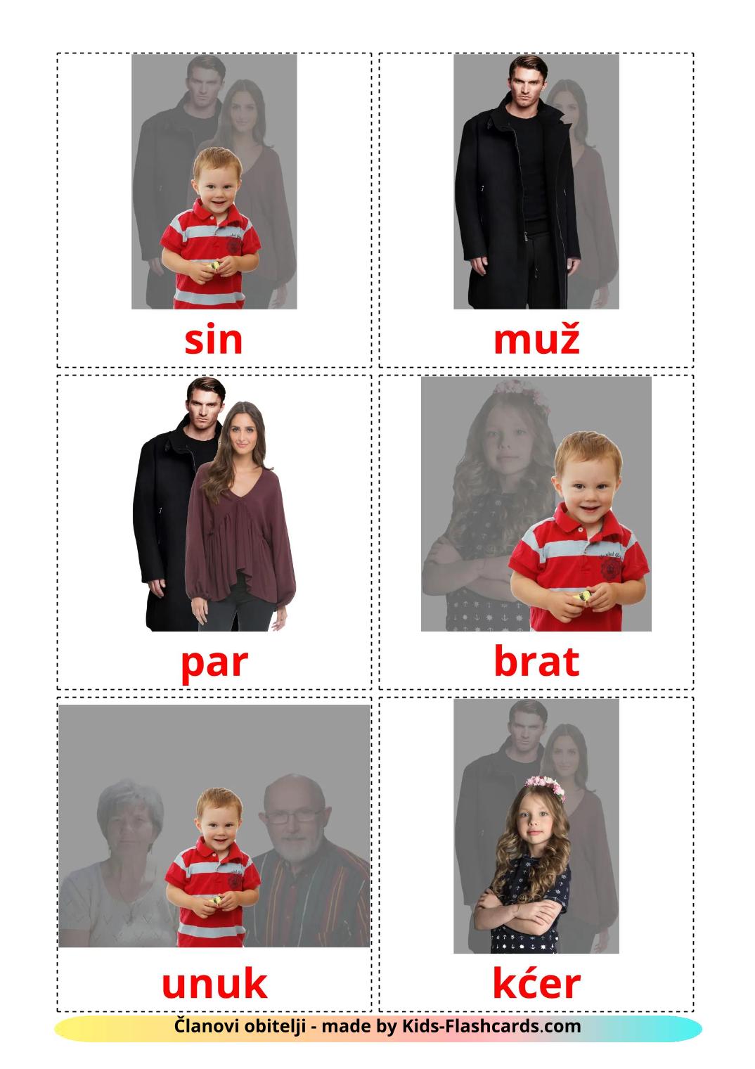 Family members - 32 Free Printable croatian Flashcards 