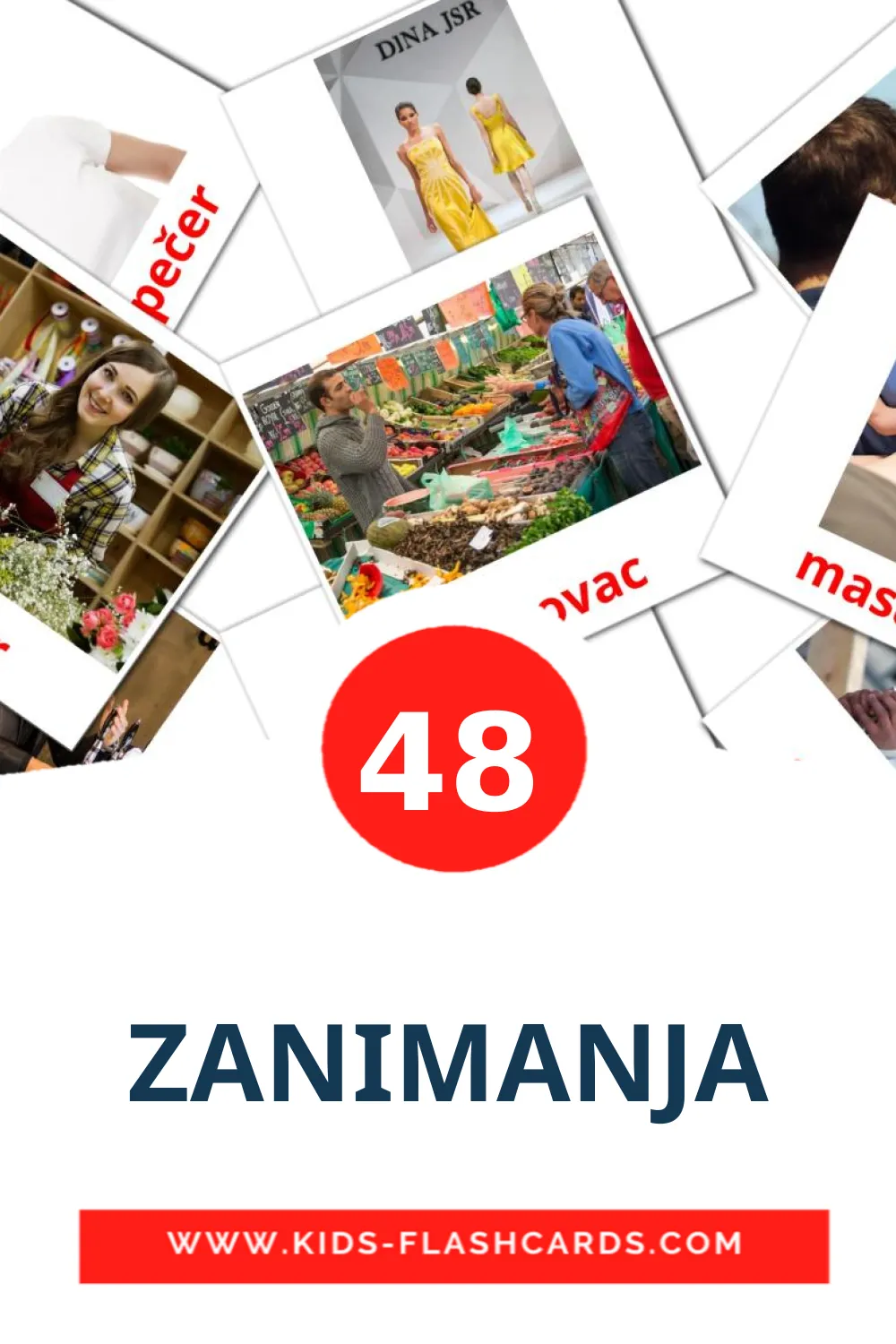 48 cartes illustrées de ZANIMANJA pour la maternelle en croate