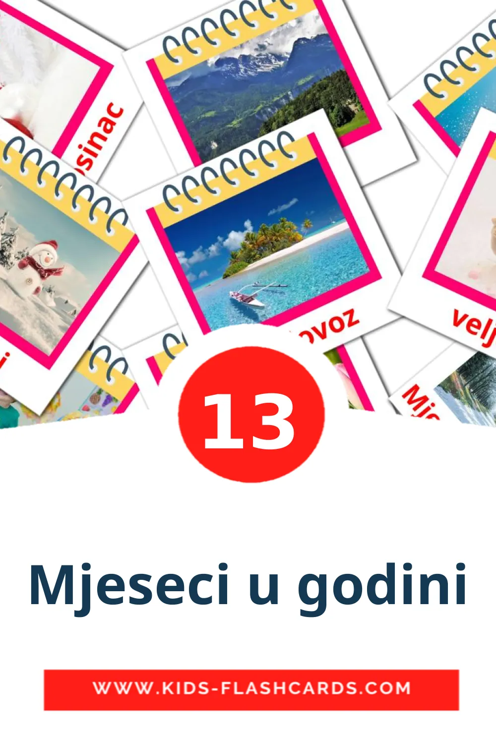 13 Mjeseci u godini Picture Cards for Kindergarden in croatian