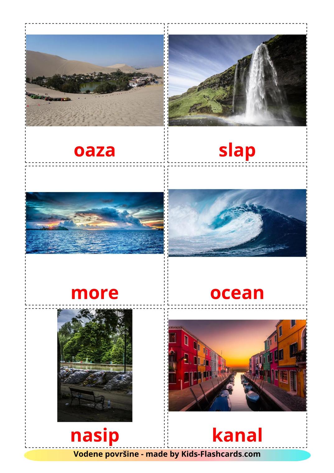 Bodies of Water - 30 Free Printable croatian Flashcards 