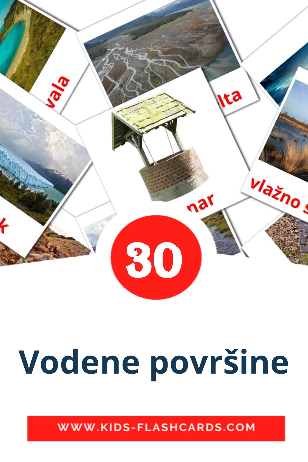 30 Vodene površine Picture Cards for Kindergarden in croatian