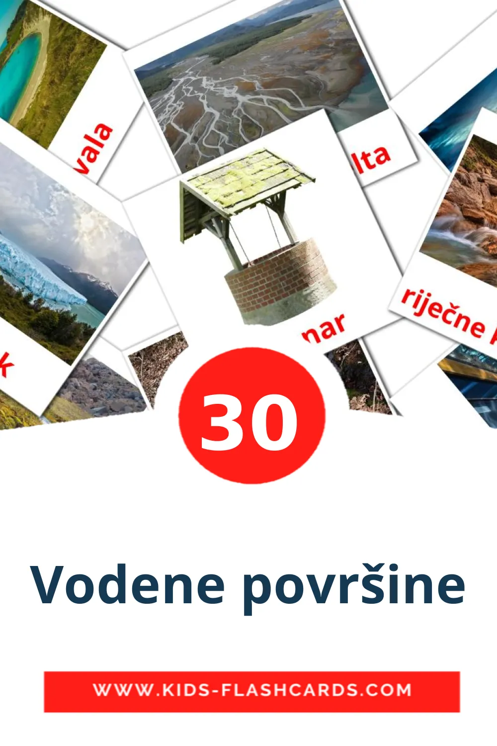 30 Vodene površine Picture Cards for Kindergarden in croatian