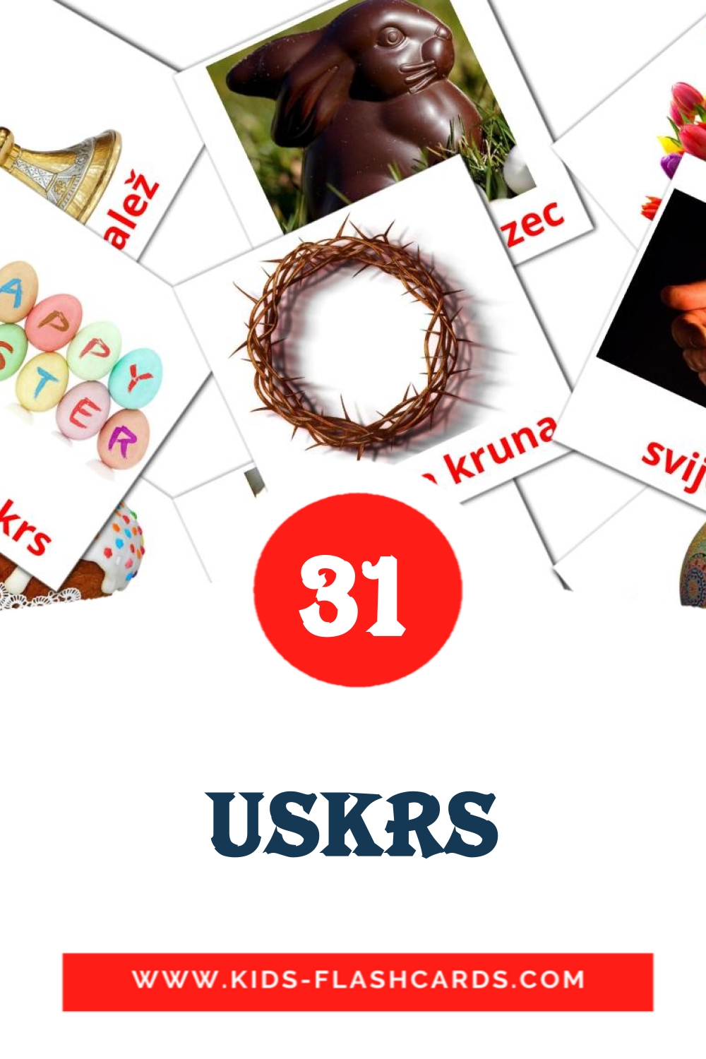 31 Uskrs Picture Cards for Kindergarden in croatian