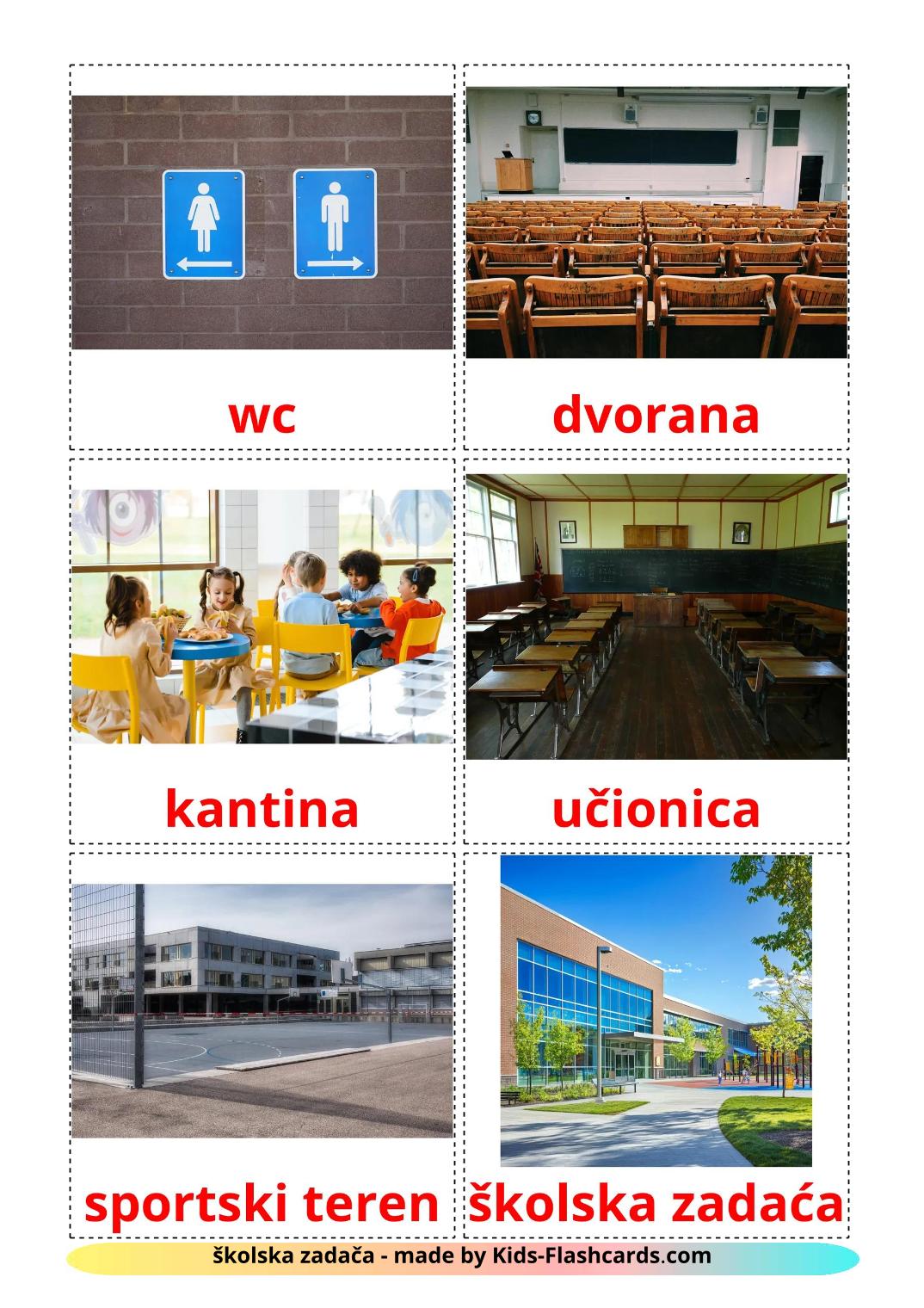 Bâtiment scolaire - 18 Flashcards хорватском imprimables gratuitement