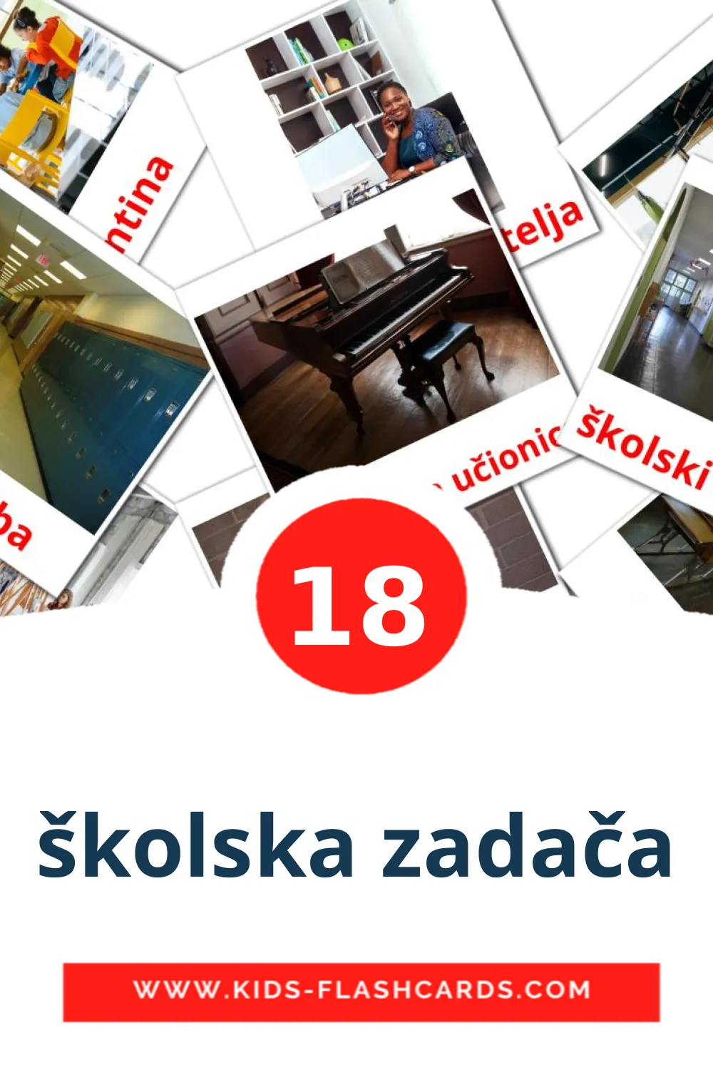 18 cartes illustrées de školska zadača pour la maternelle en хорватском