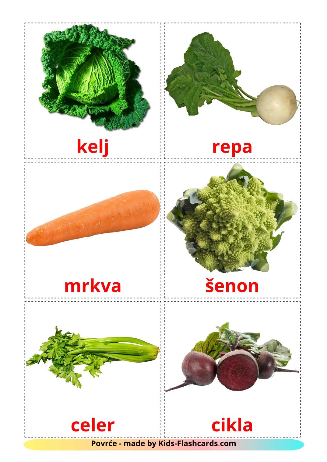 Vegetables - 30 Free Printable croatian Flashcards 