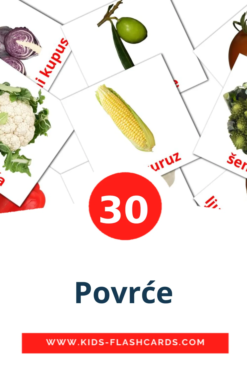 30 Povrće Picture Cards for Kindergarden in croatian