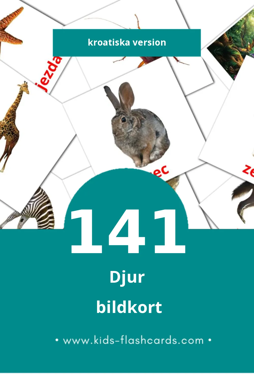 Visuella Životinje för småbarn (141 bildkort för barn på Kroatiska)