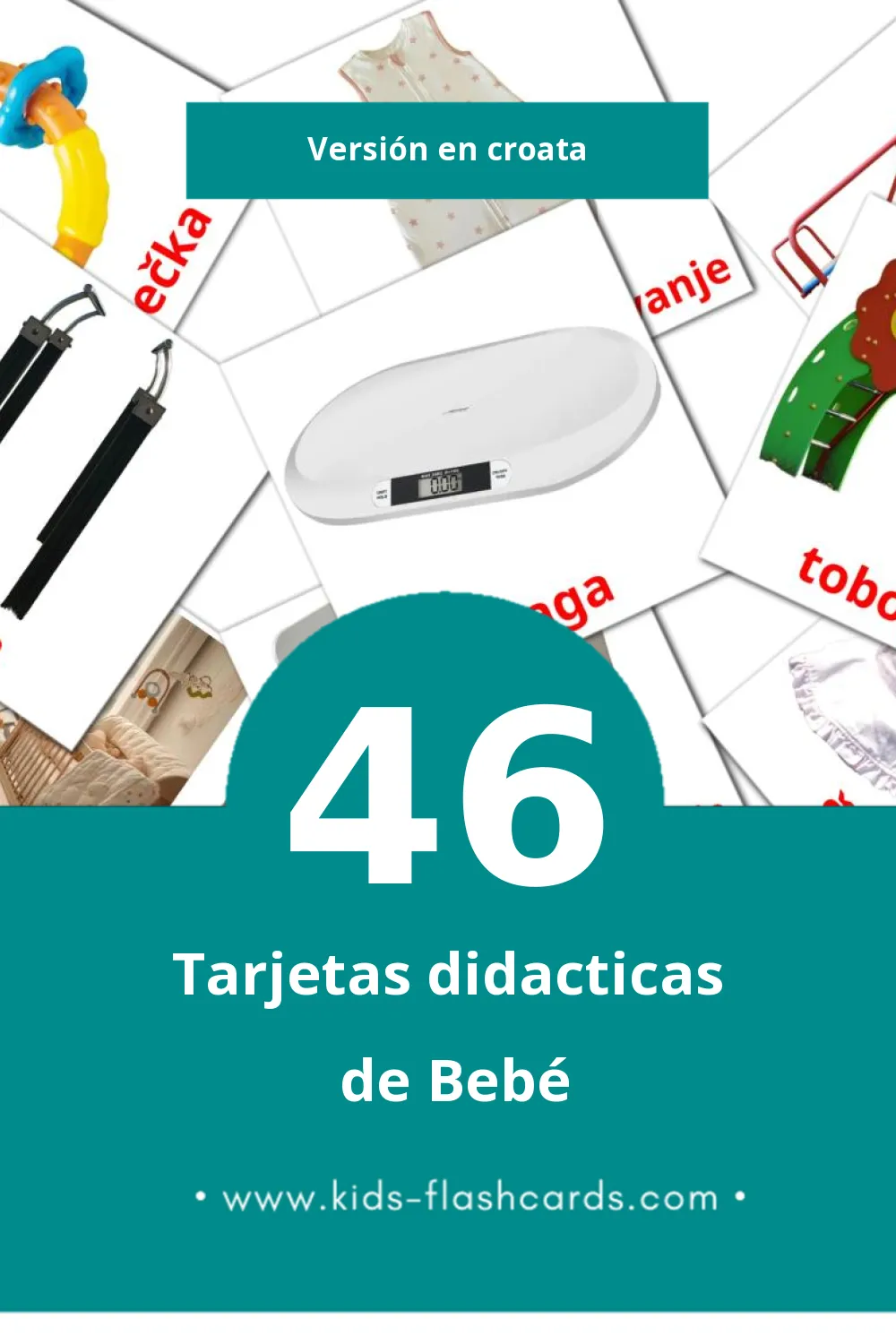 Tarjetas visuales de beba para niños pequeños (46 tarjetas en Croata)