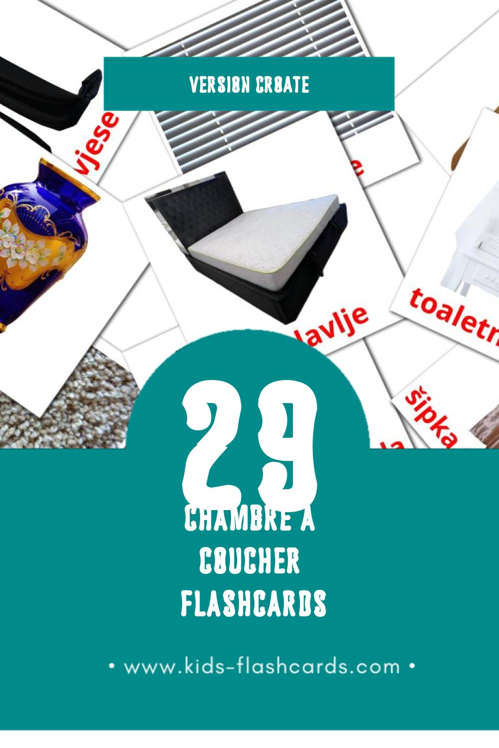 Flashcards Visual spavaća soba pour les tout-petits (33 cartes en Croate)