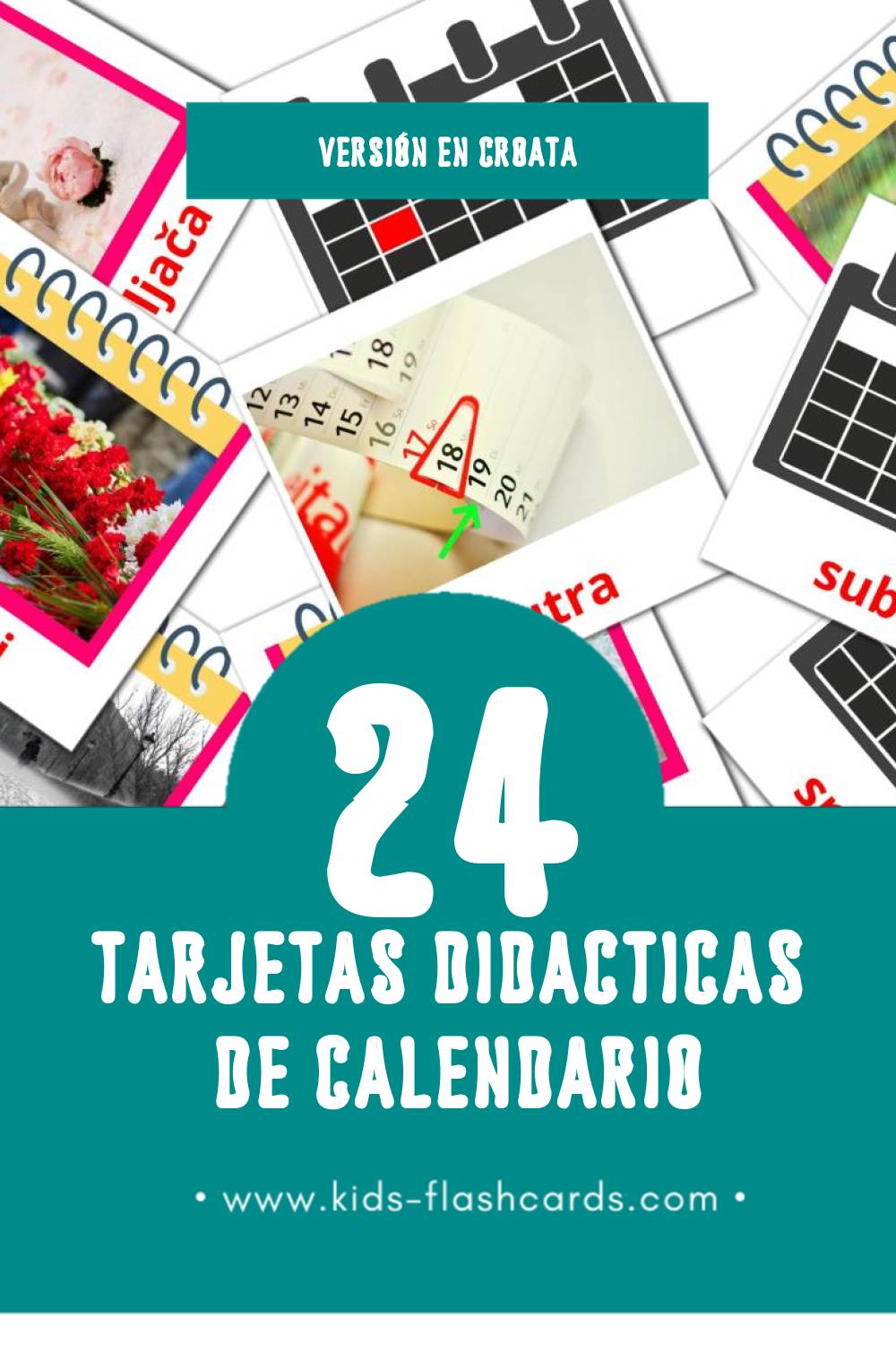 Tarjetas visuales de kalendar para niños pequeños (24 tarjetas en Croata)