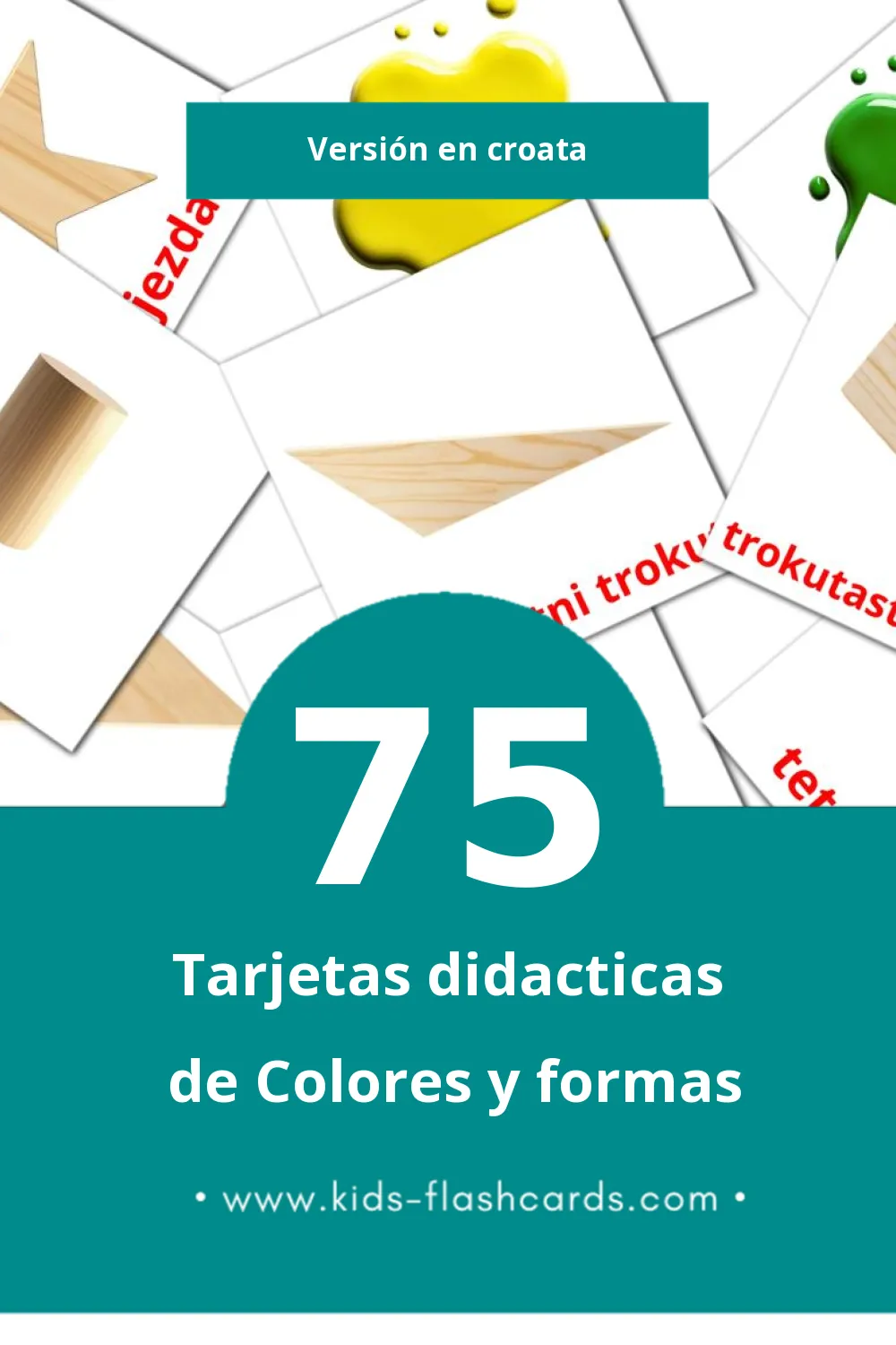 Tarjetas visuales de Boje i oblici para niños pequeños (75 tarjetas en Croata)