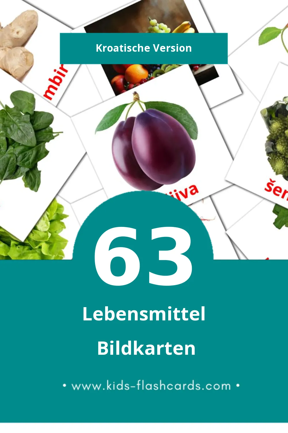 Visual Hrana Flashcards für Kleinkinder (63 Karten in Kroatisch)