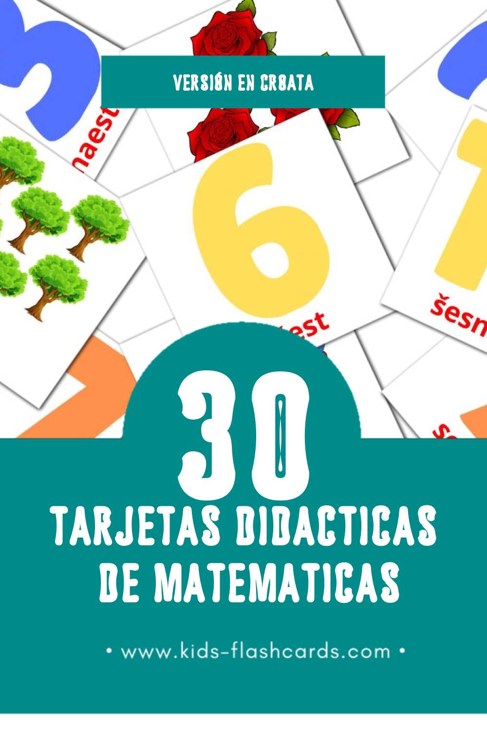 Tarjetas visuales de Matematika para niños pequeños (30 tarjetas en Croata)