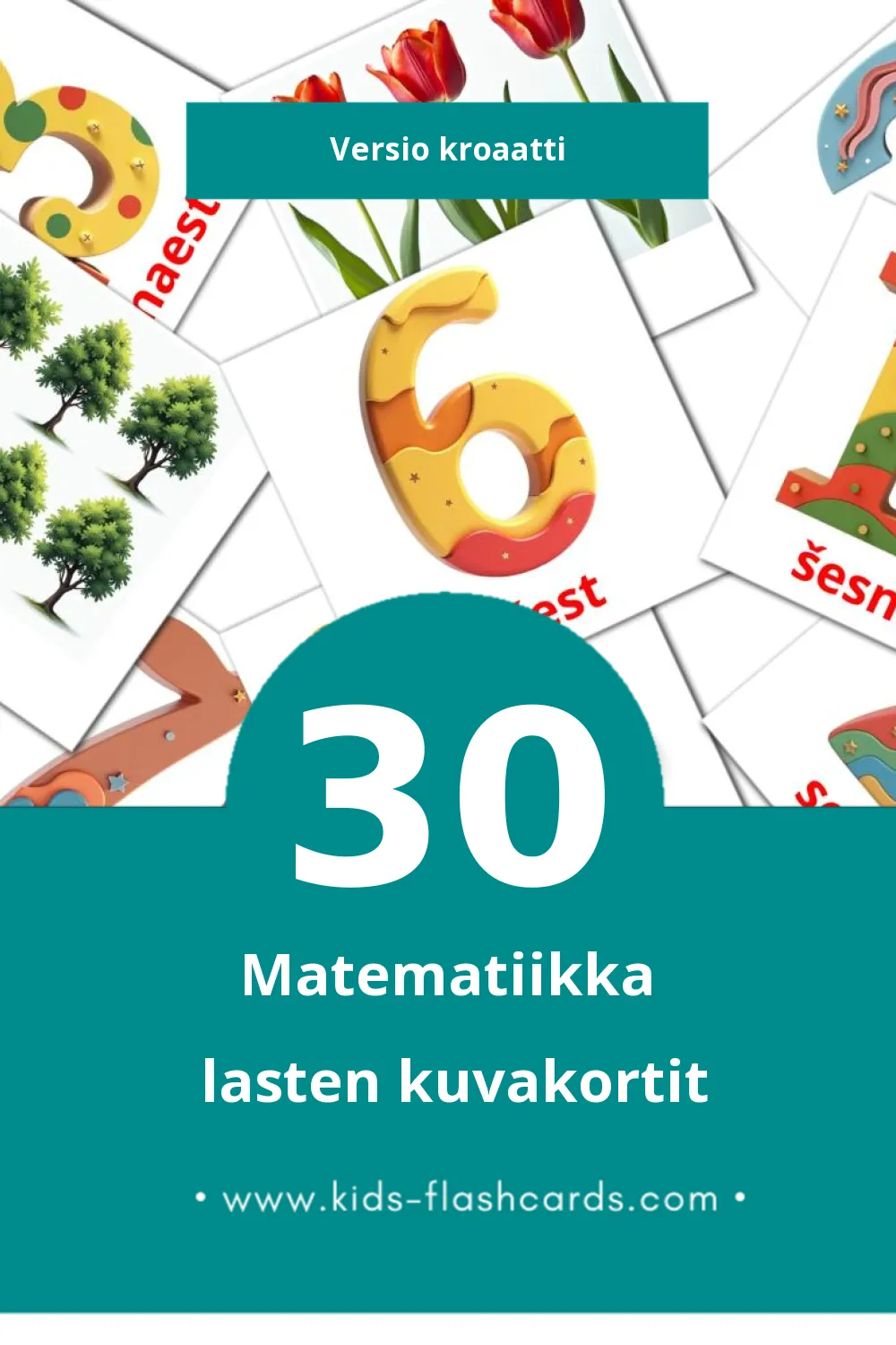 Matematika lasten kuvakortit pikkulapsille (30 korttia Kroaattiksi)