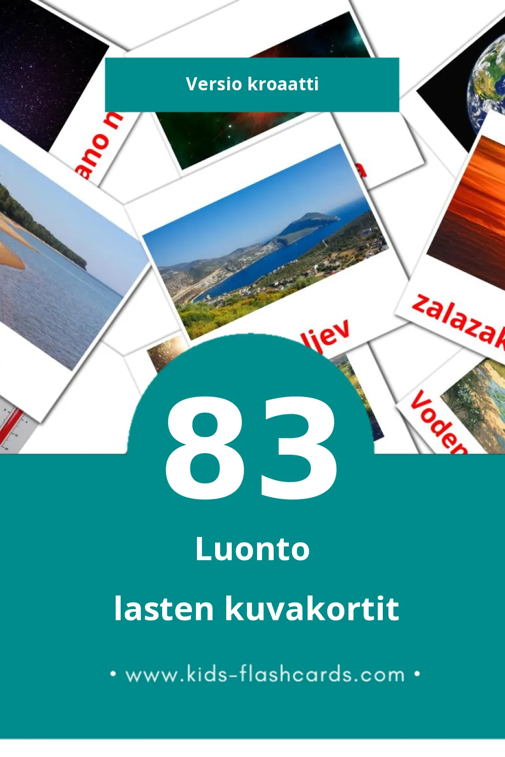 Priroda lasten kuvakortit pikkulapsille (83 korttia Kroaattiksi)