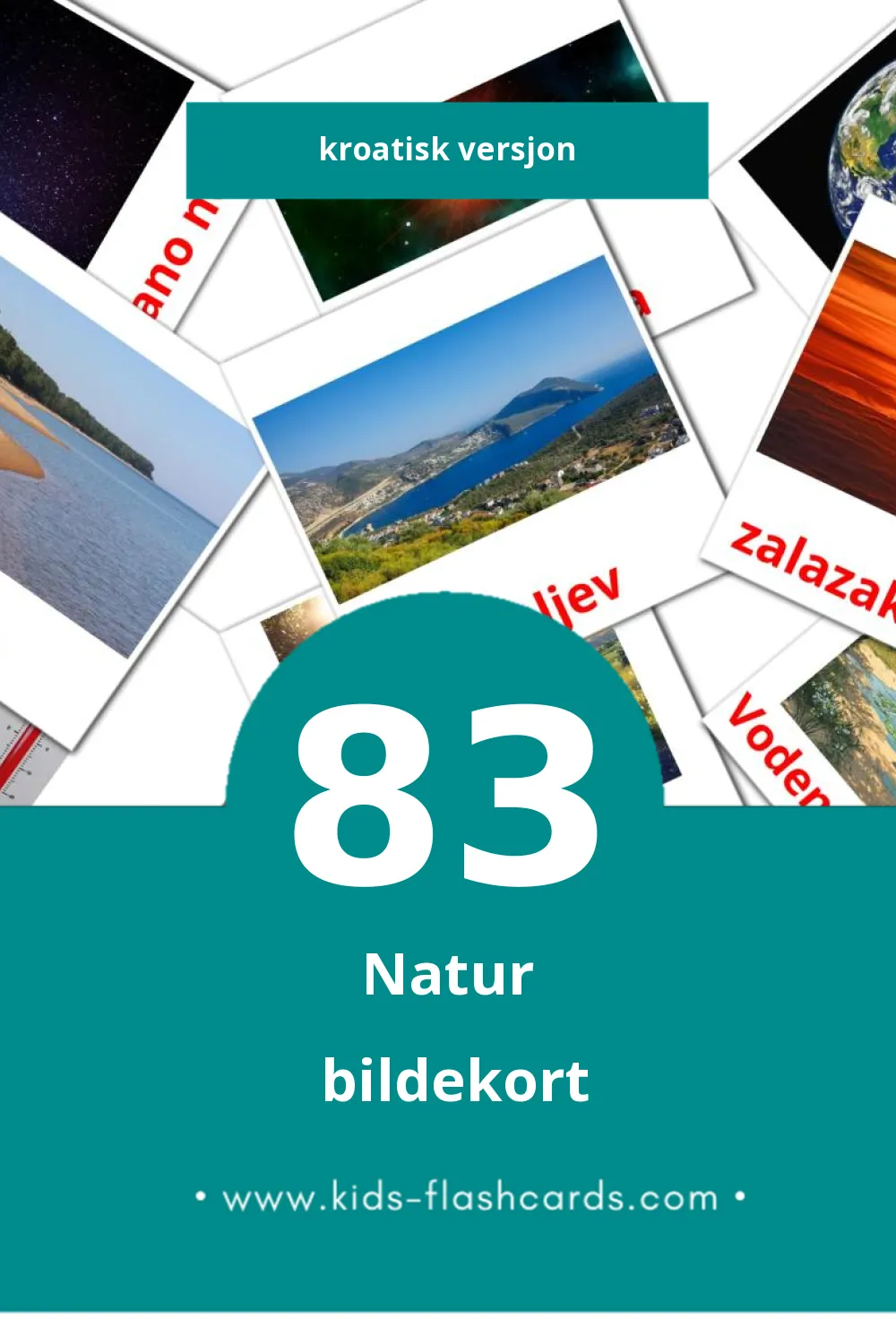 Visuelle Priroda bildekort for småbarn (83 kort på Kroatisk)