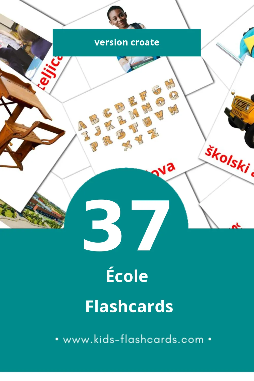 Flashcards Visual škola pour les tout-petits (37 cartes en Croate)