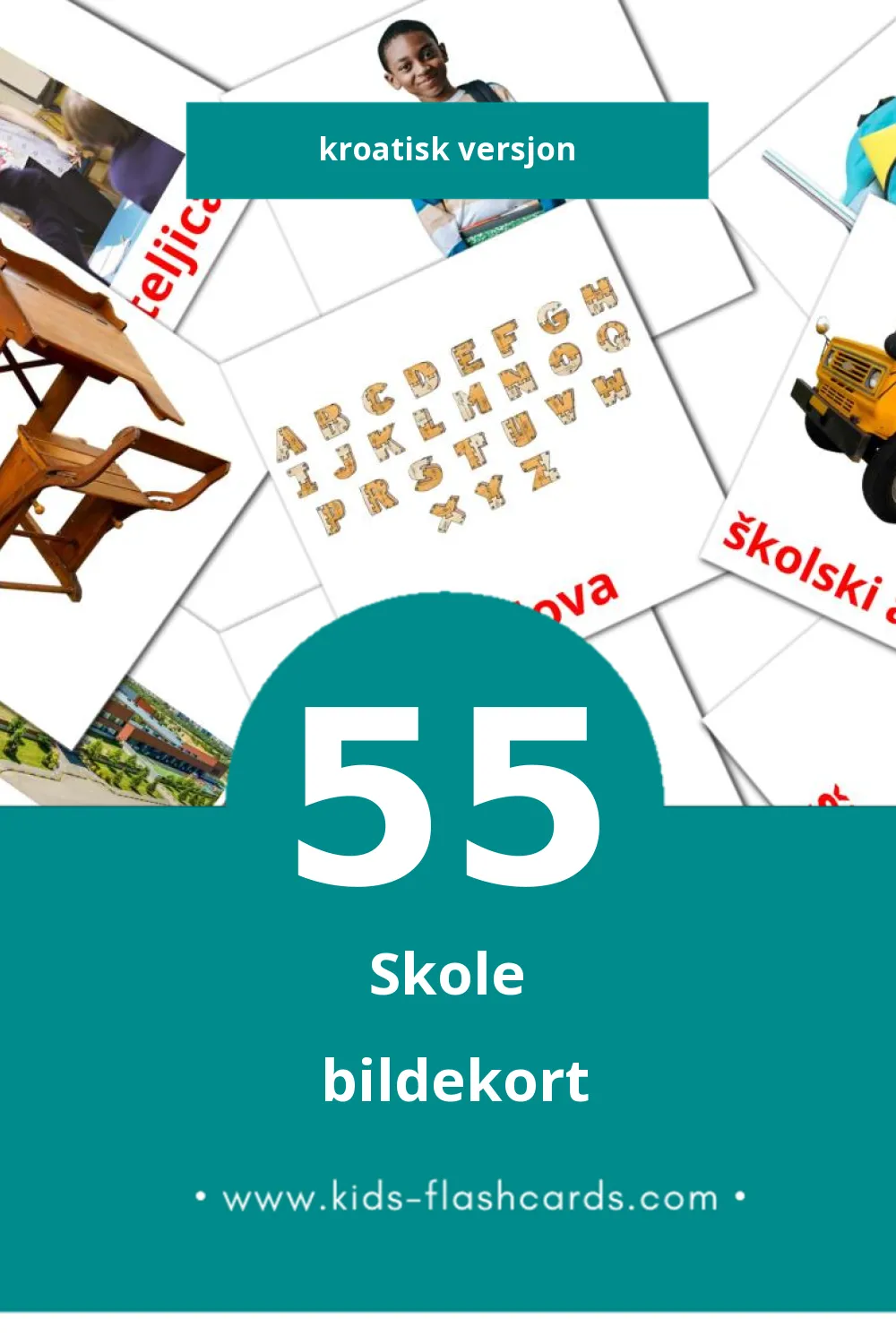 Visuelle škola bildekort for småbarn (55 kort på Kroatisk)