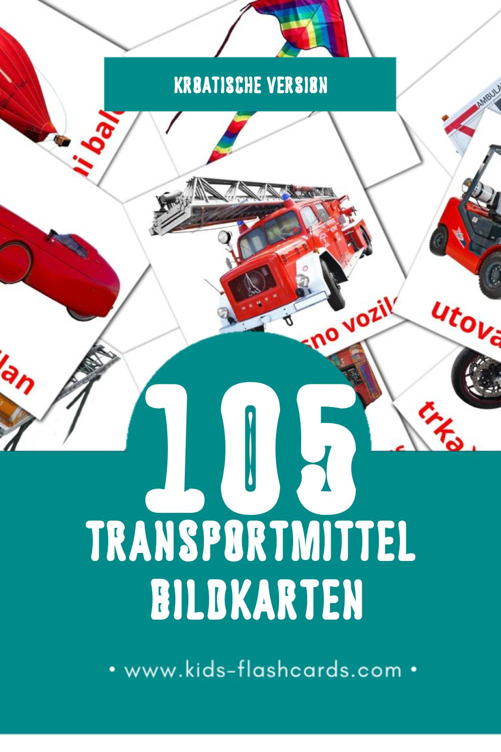 Visual Prijevoz Flashcards für Kleinkinder (105 Karten in Kroatisch)