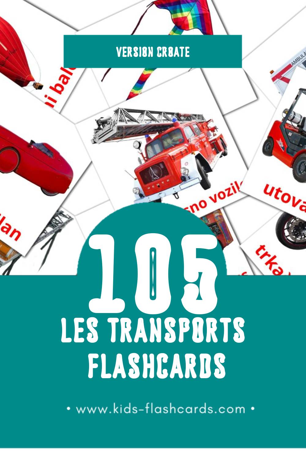 Flashcards Visual Prijevoz pour les tout-petits (108 cartes en Croate)