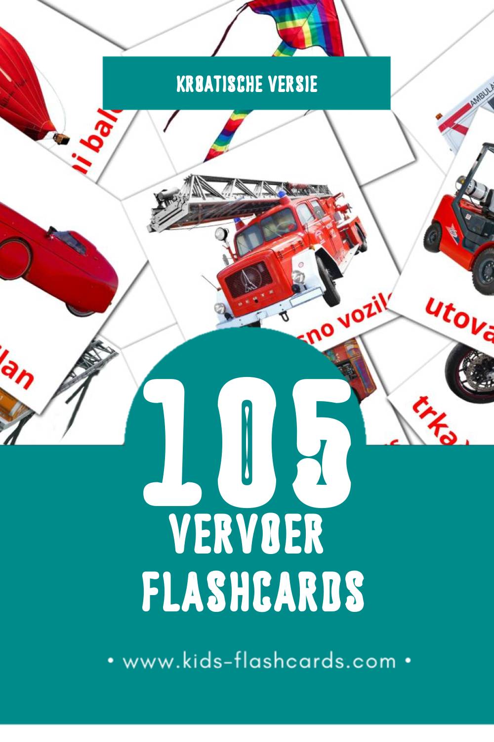 Visuele Prijevoz Flashcards voor Kleuters (105 kaarten in het Kroatisch)