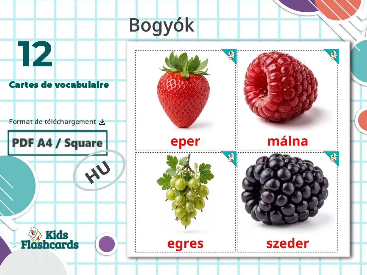 12 Cartes de Vocabulaire pour Enfants GRATUITES Baies à Imprimer en ...