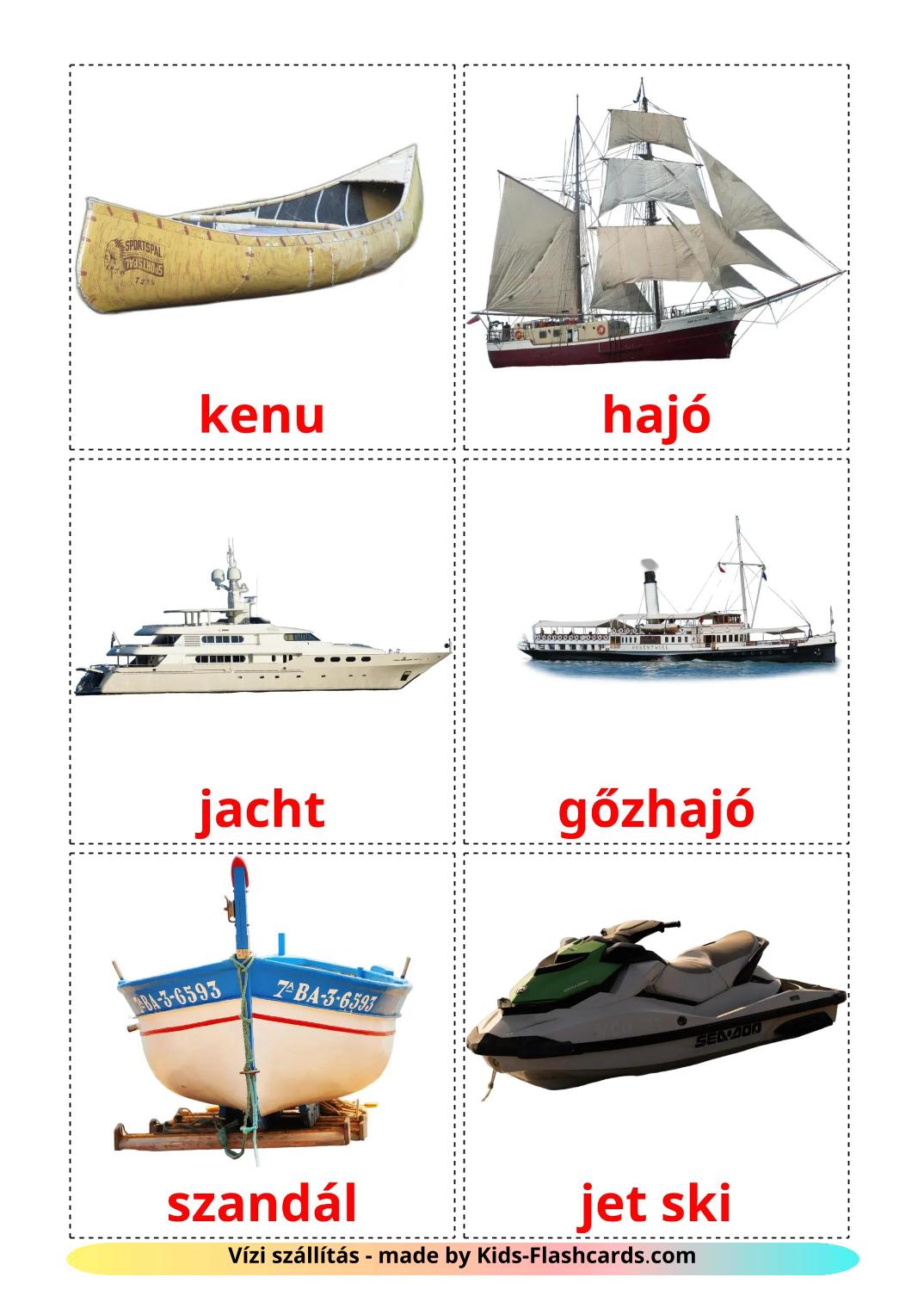 Water transport - 19 Free Printable hungarian Flashcards 