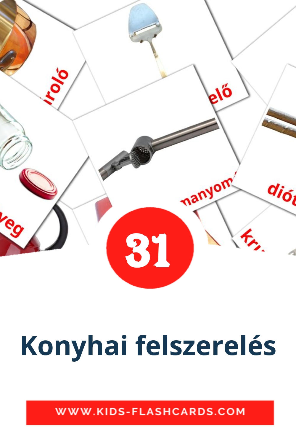 35 Konyhai felszerelés Picture Cards for Kindergarden in hungarian